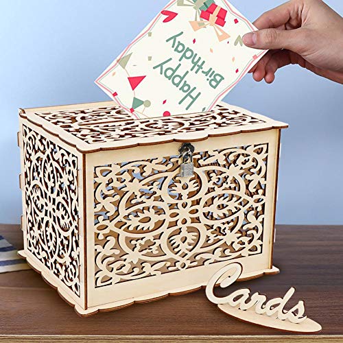 OurWarm DIY Wedding Card Box with Lock Rustic Wood Card Box Gift Card Holder Card Box Perfect for Weddings, Baby Showers, Birthdays, Graduations Hold up 225 Cards | The Storepaperoomates Retail Market - Fast Affordable Shopping