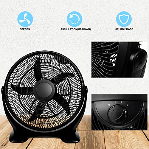 Simple Deluxe 14 Inch 3-Speed Plastic Floor Fans Oscillating Quiet for Home Commercial, Residential, and Greenhouse Use, Outdoor/Indoor, Black | The Storepaperoomates Retail Market - Fast Affordable Shopping