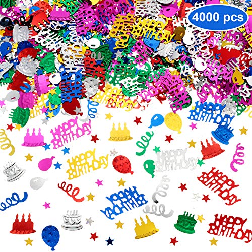 WILLBOND 4000 Pieces Happy Birthday Confetti Multi-Color Foil Confetti Birthday Decoration Scatters for Table Balloon Ribbon Cake Decoration Birthday Party Anniversary Wedding DIY Craft Supplies | The Storepaperoomates Retail Market - Fast Affordable Shopping