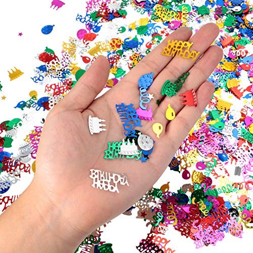 WILLBOND 4000 Pieces Happy Birthday Confetti Multi-Color Foil Confetti Birthday Decoration Scatters for Table Balloon Ribbon Cake Decoration Birthday Party Anniversary Wedding DIY Craft Supplies | The Storepaperoomates Retail Market - Fast Affordable Shopping