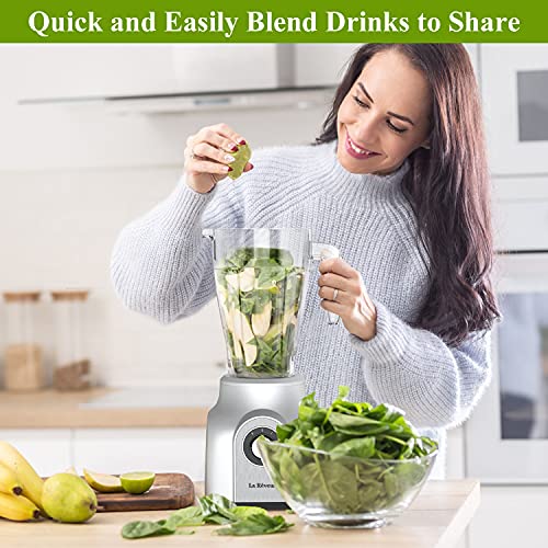La Reveuse 2-in-1 Professional Smoothie Blender 450-Watt with 44 Oz Blending Pitcher,17 Oz To Go Bottle for Frozen Drinks,Smoothies, Silver | The Storepaperoomates Retail Market - Fast Affordable Shopping
