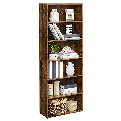 VASAGLE Bookshelf, 6-Tier Open Bookcase with Adjustable Storage Shelves, Floor Standing Unit, Rustic Brown ULBC166X01 | The Storepaperoomates Retail Market - Fast Affordable Shopping