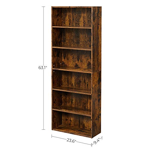 VASAGLE Bookshelf, 6-Tier Open Bookcase with Adjustable Storage Shelves, Floor Standing Unit, Rustic Brown ULBC166X01 | The Storepaperoomates Retail Market - Fast Affordable Shopping