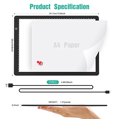 comzler Light Board, A4 Tracing Light Box, Magnetic Light Pad, Light Table for Tracing, LED Light Drawing Board, Sketch Pad LED Light Drawing Pad, Cricut Light Pad, Dimmable Brightness | The Storepaperoomates Retail Market - Fast Affordable Shopping