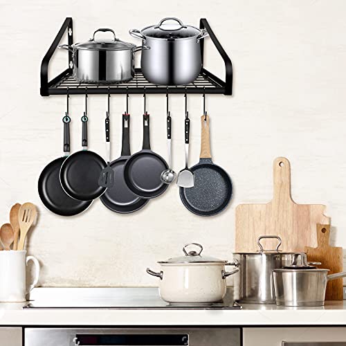 Pots and Pans Organizer, LADER hanging pot rack Wall Mounted Pan Rack Pot Holders, Pot and Pan Organizer with 8 Hooks, for Pans Set, Utensils, Cookware, Bathroom, 2 DIY Methods | The Storepaperoomates Retail Market - Fast Affordable Shopping