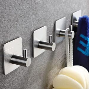 Adhesive Towel Hooks – Self Adhesive Robe Hooks Home Coat Hook SUS 304 Stainless Steel Bathroom Hooks Stick on Wall With Glue