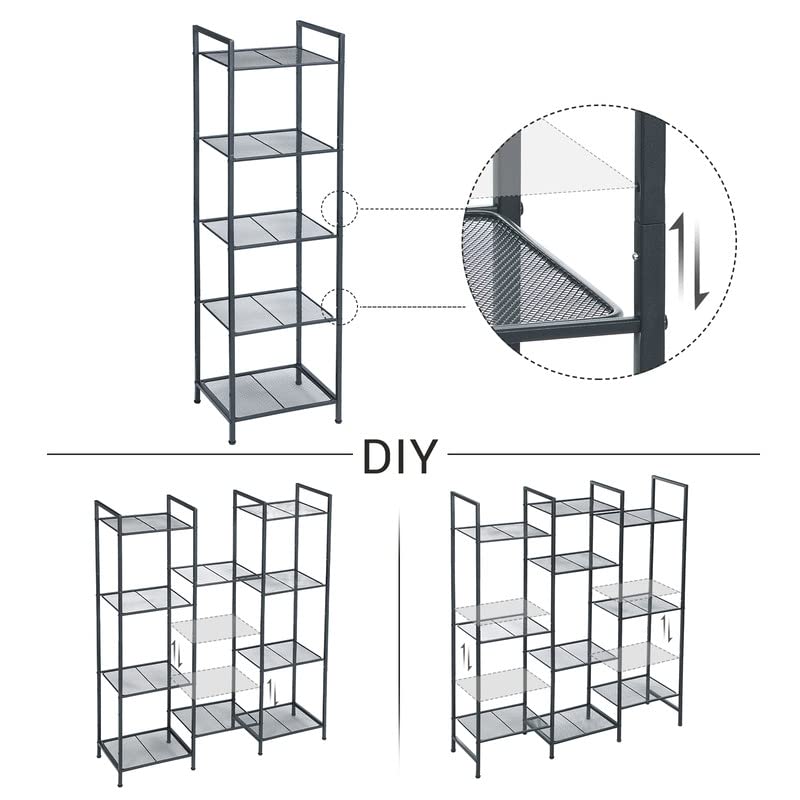 SONGMICS 5-Tier Storage Rack, Bathroom Shelf, Industrial Style Extendable Plant Stand with Adjustable Shelf, for Bathroom, Living Room, Balcony, Kitchen, Black UBSC35BK | The Storepaperoomates Retail Market - Fast Affordable Shopping