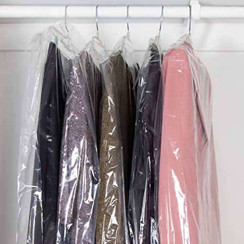 Party Bargains 40 Inch Plastic Garment Bags, 50 Pack, 80 Gauge Clear Polyethylene Clothes Cover Protector, Dry Cleaning Laundry Bag for Suits, Dresses, Gowns, Coats, and Uniforms | The Storepaperoomates Retail Market - Fast Affordable Shopping
