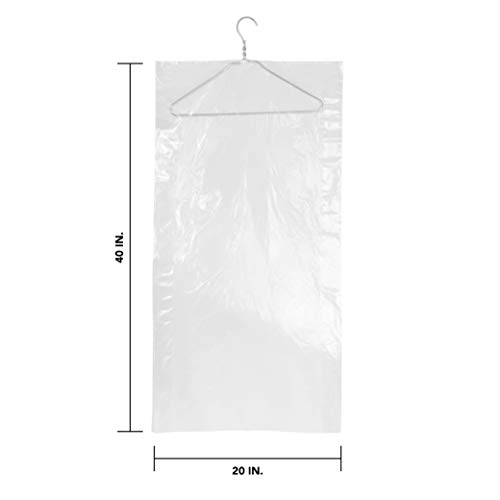 Party Bargains 40 Inch Plastic Garment Bags, 50 Pack, 80 Gauge Clear Polyethylene Clothes Cover Protector, Dry Cleaning Laundry Bag for Suits, Dresses, Gowns, Coats, and Uniforms | The Storepaperoomates Retail Market - Fast Affordable Shopping