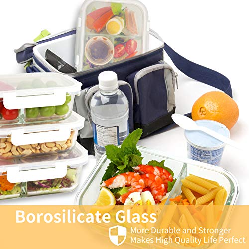 Bayco 9 Pack Glass Meal Prep Containers 3 & 2 & 1 Compartment, Glass Food Storage Containers with Lids, Airtight Glass Lunch Bento Boxes, BPA-Free & Leak Proof (9 lids & 9 Containers) – White | The Storepaperoomates Retail Market - Fast Affordable Shopping