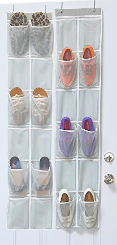 SimpleHouseware 24 Pockets – 2PK 12 Large Pockets Over Door Hanging Shoe Organizer, Grey | The Storepaperoomates Retail Market - Fast Affordable Shopping