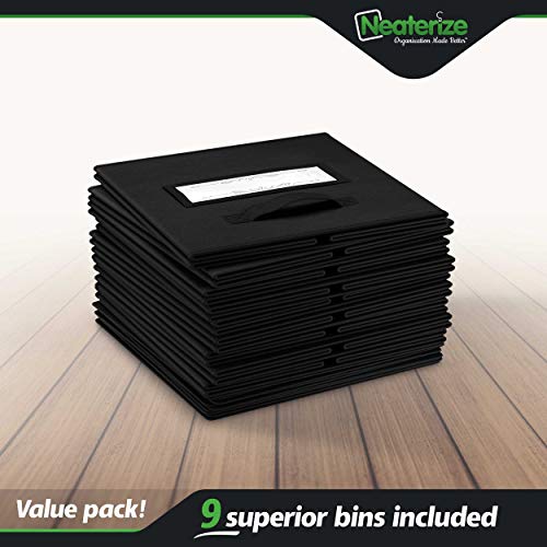 13×13 Large Storage Cubes (Set of 9). Fabric Storage Bins with Label Window | Cube Storage Bins for Home and Office | Foldable Cube Baskets For Shelf | Closet Organizers and Storage Box (Black) | The Storepaperoomates Retail Market - Fast Affordable Shopping