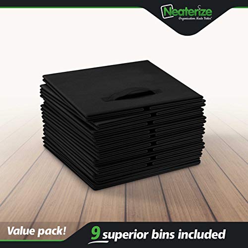 13×13 Large Storage Cubes (Set of 9). Fabric Storage Bins with Dual Handles | Cube Storage Bins for Home and Office | Foldable Cube Baskets For Shelf | Closet Organizers and Storage Box (Black) | The Storepaperoomates Retail Market - Fast Affordable Shopping