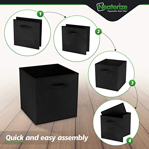 13×13 Large Storage Cubes (Set of 9). Fabric Storage Bins with Dual Handles | Cube Storage Bins for Home and Office | Foldable Cube Baskets For Shelf | Closet Organizers and Storage Box (Black) | The Storepaperoomates Retail Market - Fast Affordable Shopping