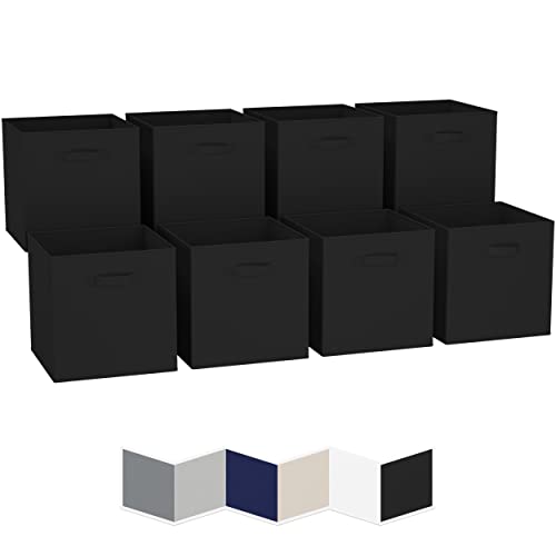 13×13 Large Storage Cubes (Set of 8). Fabric Storage Bins with Dual Handles | Cube Storage Bins for Home and Office | Foldable Cube Baskets For Shelf | Closet Organizers and Storage Box (Black) | The Storepaperoomates Retail Market - Fast Affordable Shopping