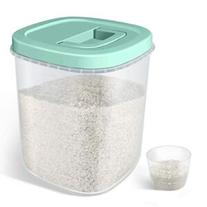 TBMax Airtight Rice Storage Container – 20 Lbs Bulk Food Container Bin with Measuring Cup – Perfect for Rice Flour Cereal Pet Food Storage – Green