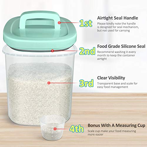 TBMax Airtight Rice Storage Container – 20 Lbs Bulk Food Container Bin with Measuring Cup – Perfect for Rice Flour Cereal Pet Food Storage – Green | The Storepaperoomates Retail Market - Fast Affordable Shopping