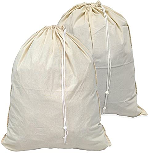 2 Pack – Extra Large Natural Cotton Laundry Bag , Beige (28″ x 36″) | The Storepaperoomates Retail Market - Fast Affordable Shopping
