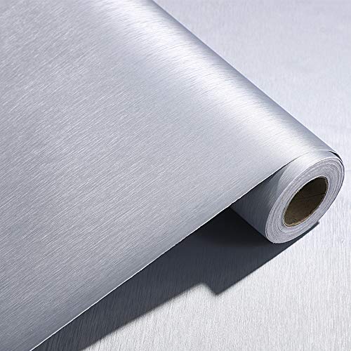 Peel and Stick Silver Brushed Metal Stainless Steel Contact Paper for Dishwasher Fridge Refrigerator Stove Appliances Self Adhsesive Vinyl Film Stainless Steel Wallpaper Removable 15.7×117 Inches | The Storepaperoomates Retail Market - Fast Affordable Shopping