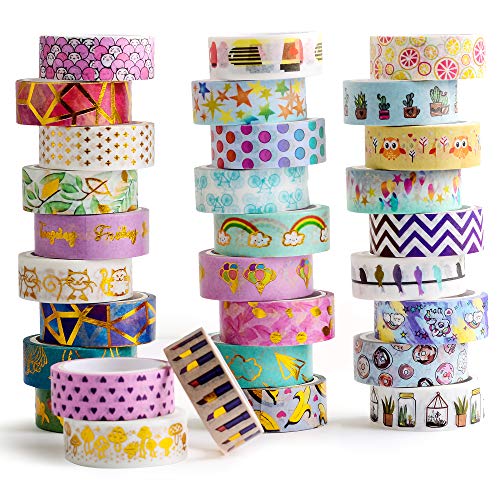 30 Rolls Gold Foil Washi Tape – 15mm Wide Cute Masking Tape for Scrapbook, Bullet Journal, Planner, Arts & Crafts | The Storepaperoomates Retail Market - Fast Affordable Shopping