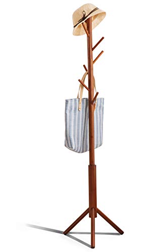 FILWH Premium Bamboo Coat Rack Tree with 8 Hooks, 3 Adjustable Sizes Free Standing Wooden Coat Rack, Super Easy Assembly Hallway, Entryway Coat Hanger Stand for Clothes Suits | The Storepaperoomates Retail Market - Fast Affordable Shopping