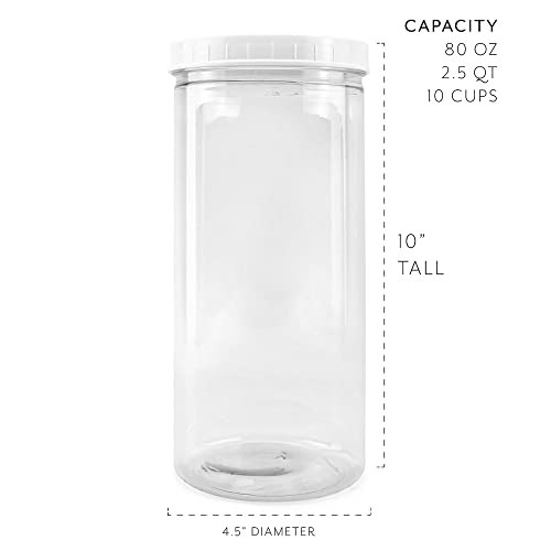 Cornucopia Tall Clear Plastic Canisters w Lids and Labels ( 3-Pack, 2.5 quart / 10 cup capacity); 10in High BPA-free PET 80oz Jars for Food & Home Storage | The Storepaperoomates Retail Market - Fast Affordable Shopping