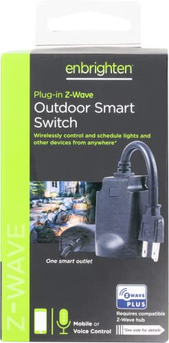 Enbrighten Z-Wave Plus Smart Outdoor Switch, 1-Outlet Plug-In (2nd Gen.), Weather-Resistant, Works with Alexa, Google Assistant, for Landscape & Seasonal Lighting, ZWave Hub Required, 14298,Black | The Storepaperoomates Retail Market - Fast Affordable Shopping