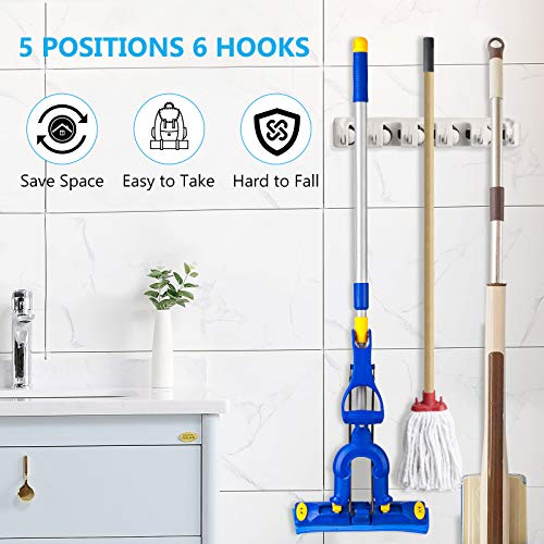 2 Pack Mop and Broom Holder wall mount – ONMIER Garage Organization Hanger Wall Mounted, Hanging Tool Organizer Storage Rack for Home Gard Yard Item – 5 Slots and 6 Hooks | The Storepaperoomates Retail Market - Fast Affordable Shopping