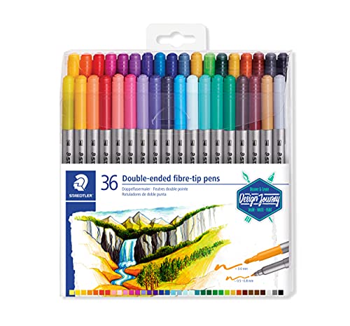 Staedtler Double-Ended Fiber-Tip Pens, Washable Ink, Fine & Bold Writing and Coloring Tips, 36 Assorted Colors, 3200 TB36 | The Storepaperoomates Retail Market - Fast Affordable Shopping