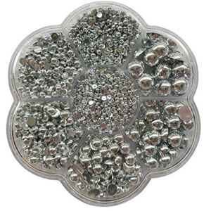 Chenkou Craft 3000PCS 1 Box Silver Round Flatback Imitation Half Pearls Bead Loose Beads Gem (Silver Half Ball)