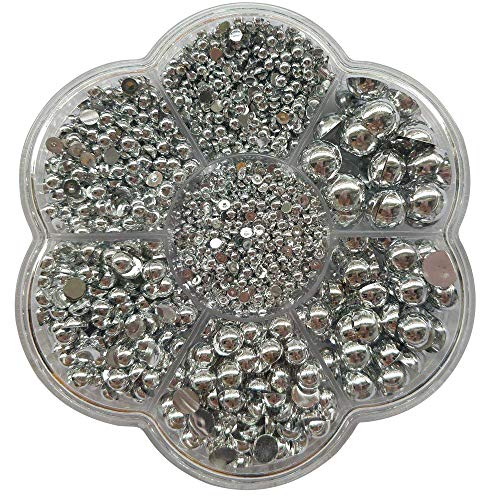 Chenkou Craft 3000PCS 1 Box Silver Round Flatback Imitation Half Pearls Bead Loose Beads Gem (Silver Half Ball) | The Storepaperoomates Retail Market - Fast Affordable Shopping