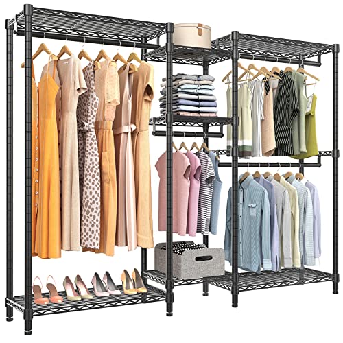 VIPEK V6 Wire Garment Rack Heavy Duty Clothes Rack Metal Clothing Rack with Shelves, Freestanding Portable Wardrobe Closet Rack for Hanging Clothes 74.4″ L x 17.7″ W x 76.8″ H, Max Load 780LBS, Black | The Storepaperoomates Retail Market - Fast Affordable Shopping