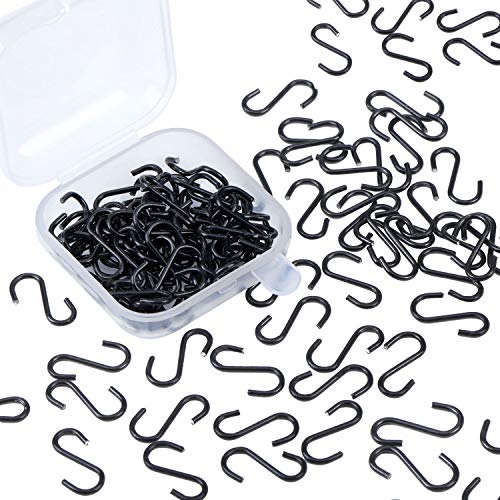 Senkary 100 Pieces 0.55 Inch Length Mini S Hooks Extra Small S Hooks Metal S-Shaped Hooks for Crafts, Jewelry and Hanging (Black) | The Storepaperoomates Retail Market - Fast Affordable Shopping