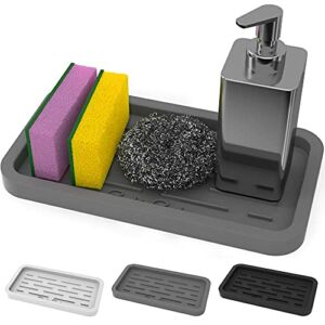 GOOD TO GOOD Sponges Holder – Kitchen Sink Organizer Silicone Tray for Sponge, Soap Dispenser, Scrubber, and Other Dishwashing Accessories