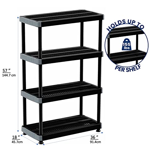 Rimax 9493 4 Shelf Storage Rack, Black | The Storepaperoomates Retail Market - Fast Affordable Shopping