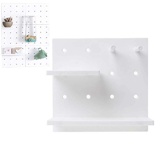 LITOON Floating Wall Mounted Shelves Wall Hanging Racks Peg Board Plastic Wall Storage Shelves for Bedroom, Bathroom, Kitchen (White) | The Storepaperoomates Retail Market - Fast Affordable Shopping