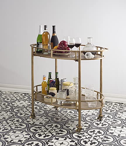 Creative Co-Op Gold 2 Tier Metal Bar Cart on Casters | The Storepaperoomates Retail Market - Fast Affordable Shopping
