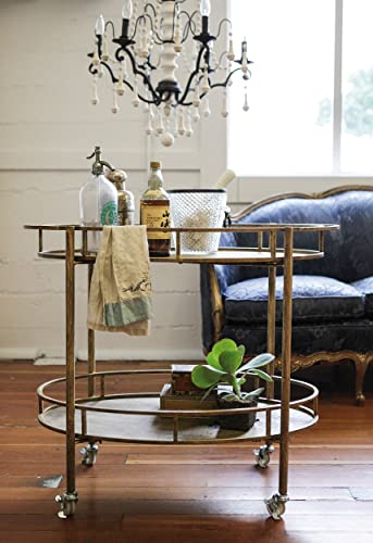 Creative Co-Op Gold 2 Tier Metal Bar Cart on Casters | The Storepaperoomates Retail Market - Fast Affordable Shopping
