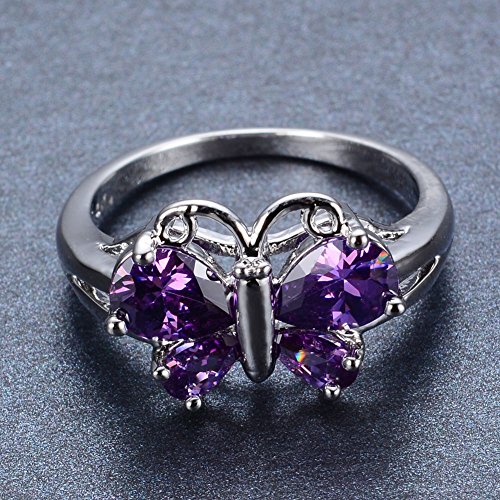 LALISA Butterfly Shaped Purple Amethyst Wedding Ring Women’s 10KT White Gold Size 6-10 (10) | The Storepaperoomates Retail Market - Fast Affordable Shopping