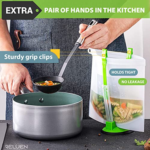 Baggy Rack Stands, 6 Pack, Adjustable Hands Free Clips for Food Storage Bags Plastic Freezer Bags, Bag Holders | The Storepaperoomates Retail Market - Fast Affordable Shopping