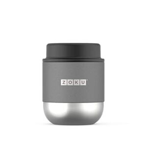 ZOKU – Insulated Food Canister, Wide Mouth Food Jar, Lightweight, Stainless Steel, Leakproof Thermos, Easy to Clean, BPA Free, For Adults and Kids (Silver) (10oz)