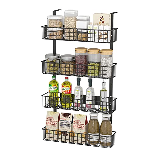 4 Tier Magnetic Spice Rack | Strongly Magnetic Spice Shelf with Utility Hooks | Refrigerator Spice Storage | Kitchen Storage Rack for Placing Seasoning Bottles, Plastic Wraps or Garbage Bags (Black) | The Storepaperoomates Retail Market - Fast Affordable Shopping