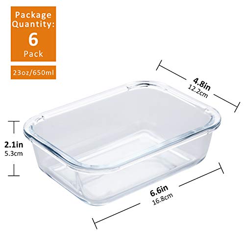 YEBODA Glass Food Storage Containers with Airtight Snap Locking Lids BPA Free Meal Prep Container Set For Home Kitchen Restaurant – Freezer, Microwave, Oven, Dishwasher Safe [23oz, 6 Pack] | The Storepaperoomates Retail Market - Fast Affordable Shopping