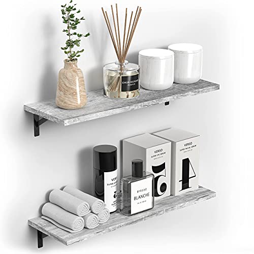 Under.Stated Wall Mounted Shelves, 24” Wall Hanging Shelf Set for Living Room, Office, Kitchen, Bathroom &, Perfect Home Room Wall Decor, Designed with Rustic Pattern – Rustic Grey | The Storepaperoomates Retail Market - Fast Affordable Shopping