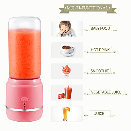 Yeaky Portable Blender, Mini Personal Blender with Detachable Base and USB Rechargeable, 14oz Juicer Cup for Shakes and Smoothie, Especially for Baby Food, Home Outdoor Office and Travel (pink, 14oz) | The Storepaperoomates Retail Market - Fast Affordable Shopping