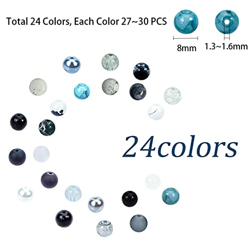 PH PandaHall 720pcs 8mm Round Glass Beads, 24 Color Black Bracelet Beads Marble Loose Beads Crystal Spacers for Men Bracelet Earring Necklace Jewelry Making Halloween Eid Mubarak Ramadan Decoration | The Storepaperoomates Retail Market - Fast Affordable Shopping