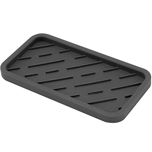 S&T INC. Large Silicone Kitchen Sink Tray for Dish Soap Dispensers, Sponges, and Scrubbers, 10 Inch x 5.3 Inch, Grey | The Storepaperoomates Retail Market - Fast Affordable Shopping