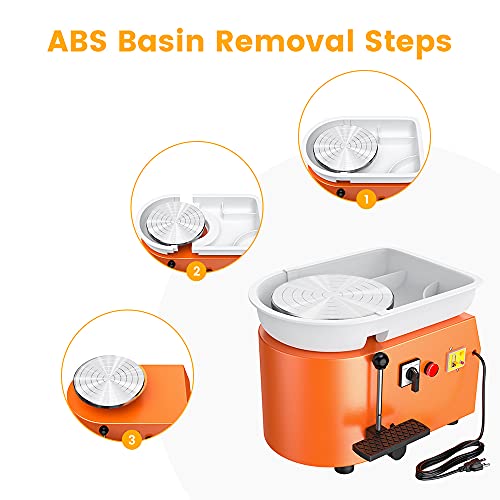 ANBULL Pottery Wheel Machine, 25cm Electric Pottery Ceramic Clay Work Forming Machine with Adjustable Lever and Feet Lever Pedal (Orange) | The Storepaperoomates Retail Market - Fast Affordable Shopping