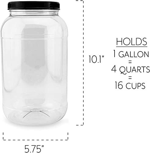 Cornucopia Brands Gallon Plastic Jars (2-Pack); Clear Round Containers with Black Ribbed Lids, BPA-Free 4-Quart Large Size | The Storepaperoomates Retail Market - Fast Affordable Shopping