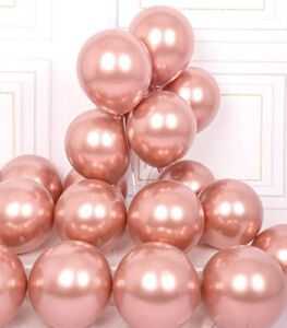 AULE Party Balloons 50 Pcs 12 inch Rose Gold Metallic Chrome Helium Shiny Latex Thicken Balloon Perfect Decoration for Wedding Birthday Baby Shower Graduation Christmas Carnival